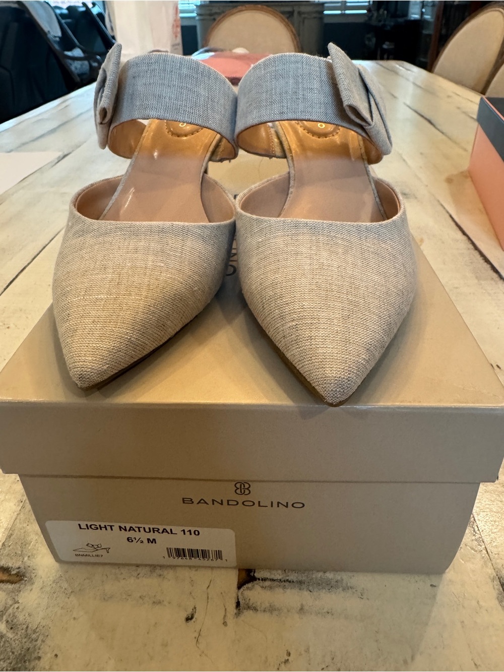 Bandolino Light Natural Pointed D'Orsay Mule with Buckle Strap